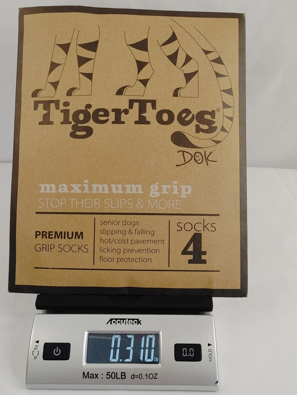 DOK TigerToes Dog Grip Socks XXL Pink Anti Slip Traction Socks 4 Pack